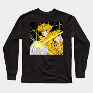 aioria of leo in gold saint myth cloth in saint seiya anime ecopop art Long Sleeve T-Shirt